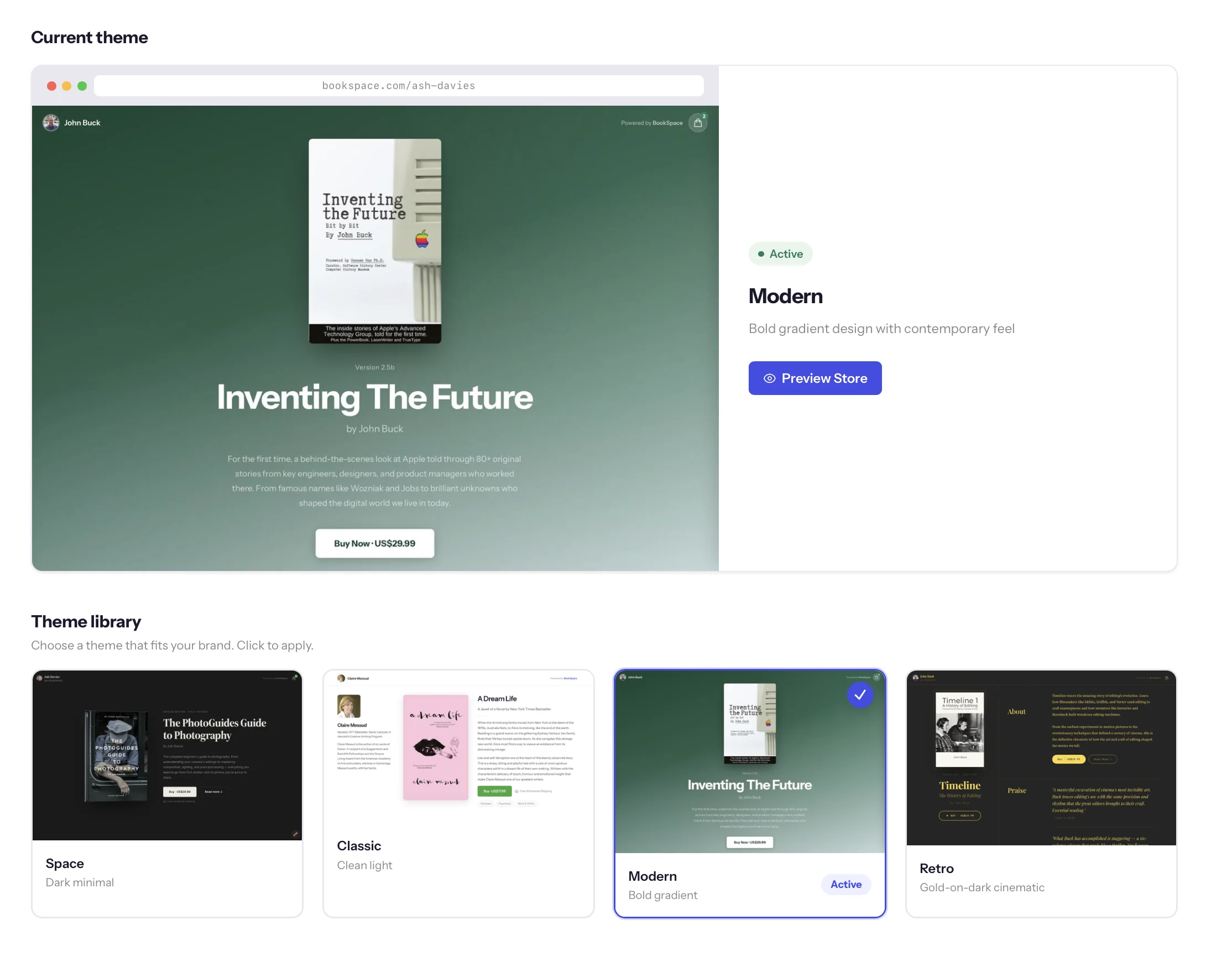 Books.by storefront customisation